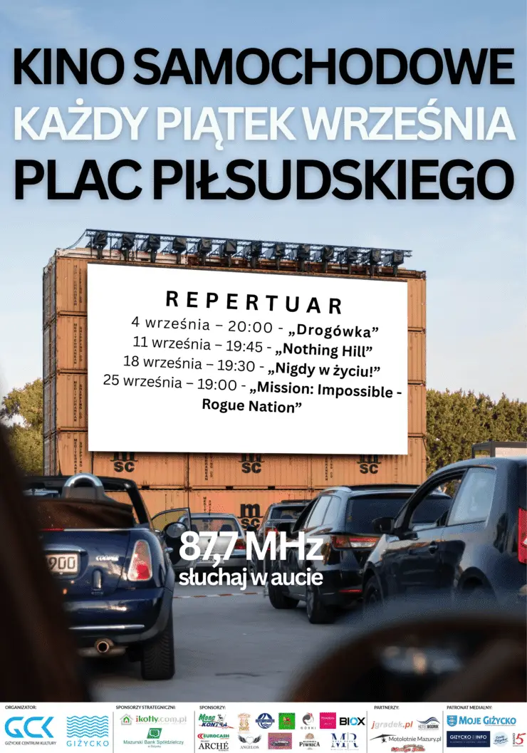 Kino samochodowe w Giżycku we wrześniu 2026 roku