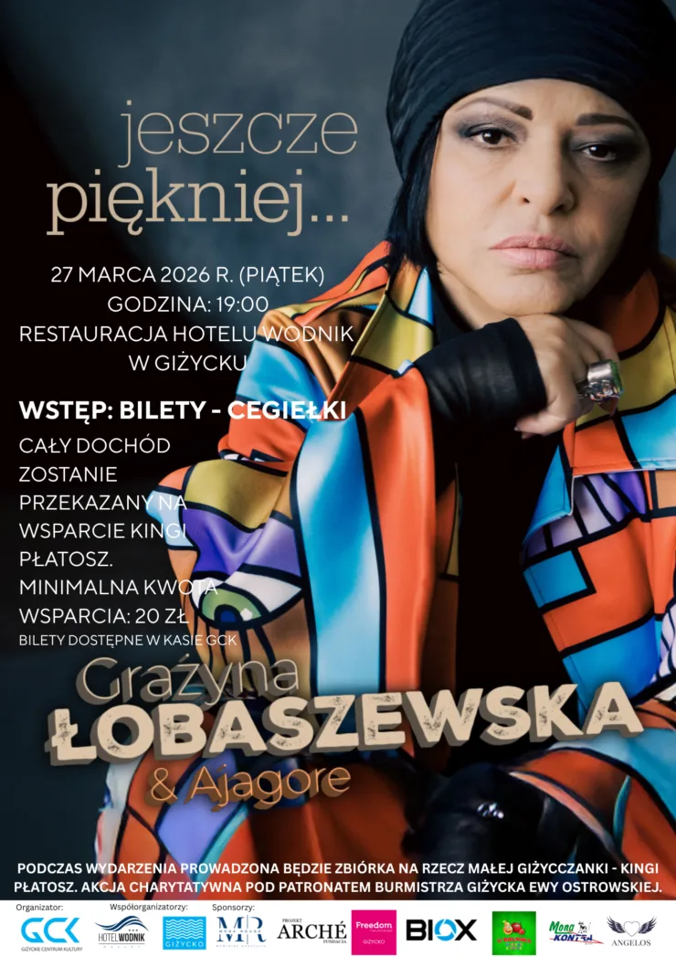 Koncert charytatywny z Grażyną Łobaszewską i zespołem Ajagore w Giżycku