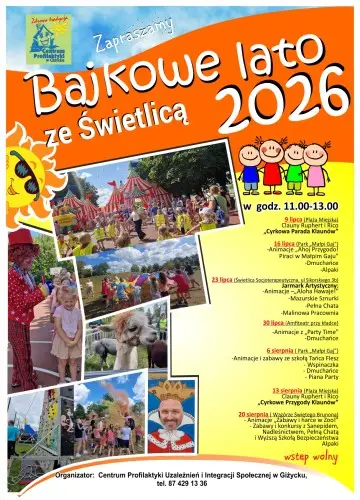 Bajkowe Lato ze Świetlicą 2026. Bezpłatne atrakcje wakacyjne dla dzieci w Giżycku