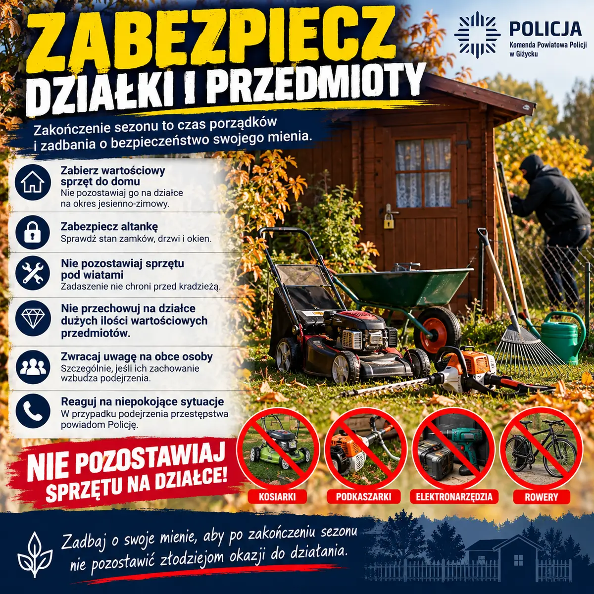 Bezpieczeństwo mienia na działkach podczas końca sezonu