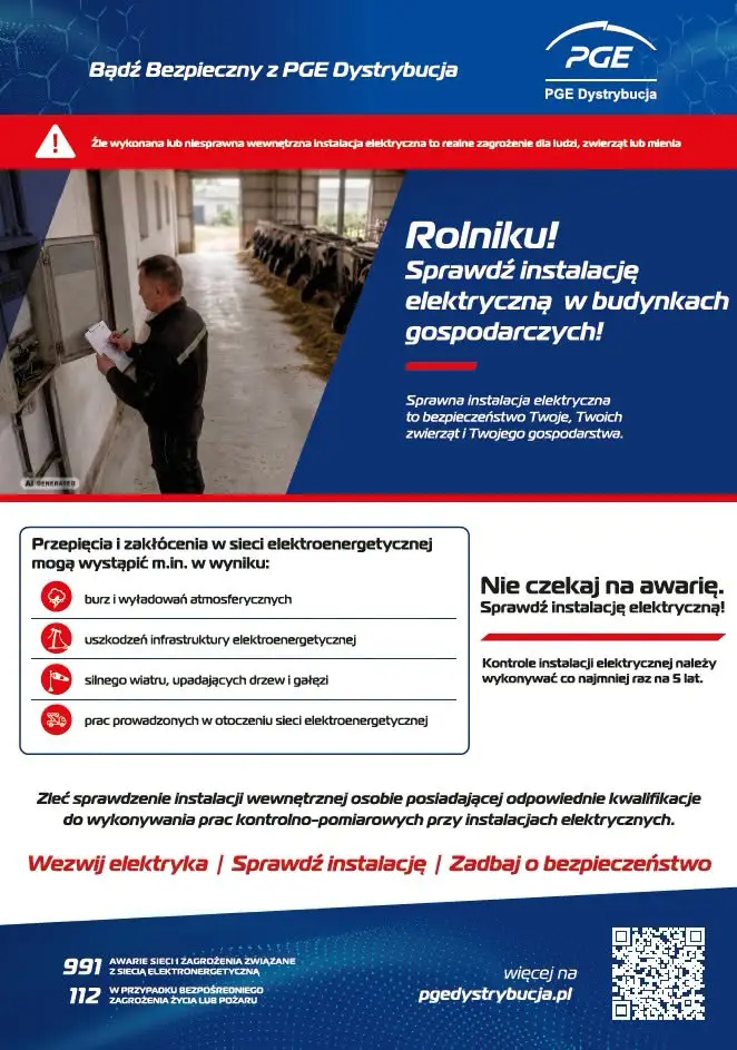 Informacja o bezpieczeństwie instalacji elektrycznych w budynkach gospodarczych