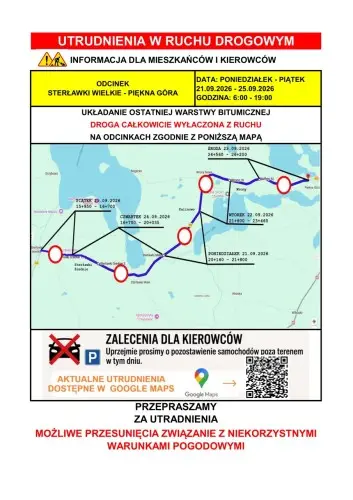 Zmiany w ruchu na drodze wojewódzkiej nr 592 na trasie Kętrzyn – Giżycko