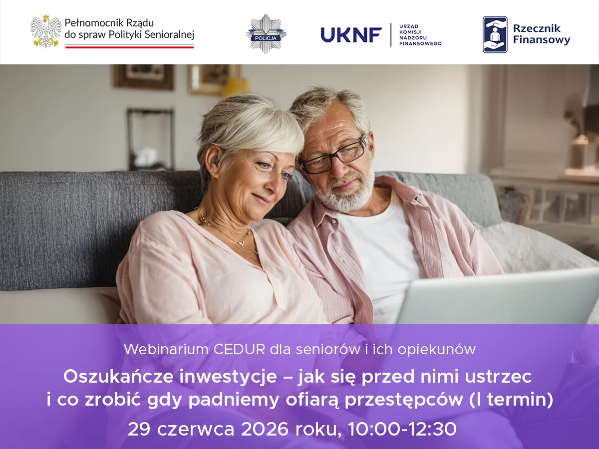 Webinarium dla seniorów o oszustwach inwestycyjnych